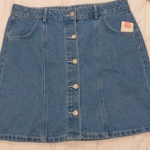 Button down denim skirt
